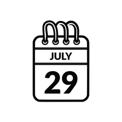 July 29 Calendar icon vector illustration.