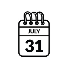 July 31 Calendar icon vector illustration.