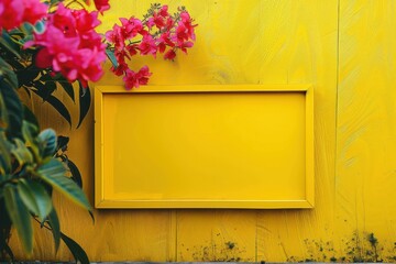 Vibrant yellow frame with floral accents for creative design ideas