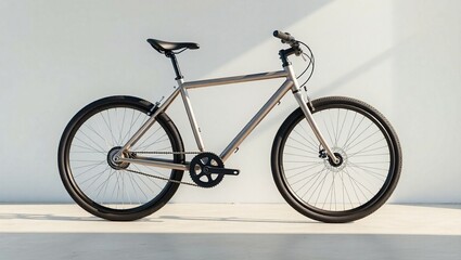 Plain urban bicycle mockup in 3/4 perspective angle