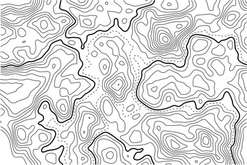 Ocean topographic line map with curvy wave isolines vector illustration. Sea depth topographic landscape surface for nautical radar readings. Cartography texture abstract banner of relief ocean floor.