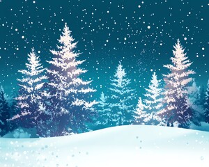 Fototapeta premium Fir trees in the snow Christmas and New Year background Generative AI