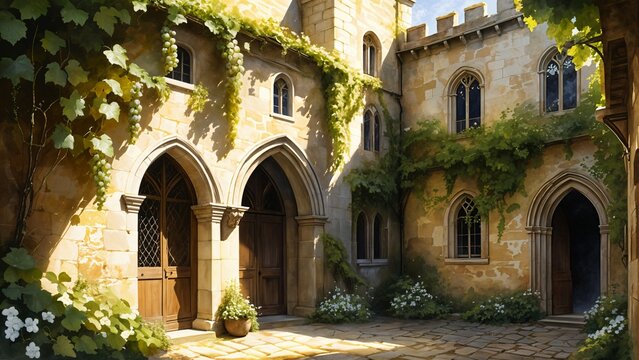 Courtyard of medieval castle 