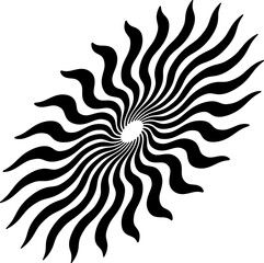 Circular, radial abstract geometric rays, flame. Geometric element. Vector illustration.