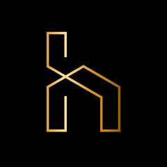 Letter H house line minimalist logo design