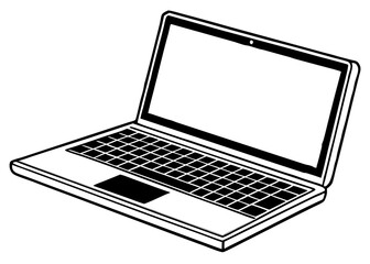 Modern Laptop Vector Illustration - Clipart, Line Art & Cartoon Graphics, High-quality modern laptop vector illustration, perfect for clipart, line art, and digital designs.