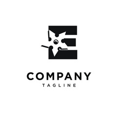 Letter E Shiruken Ninja Logo Icon Vector