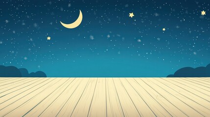 Night sky over wooden deck; peaceful, serene, background image