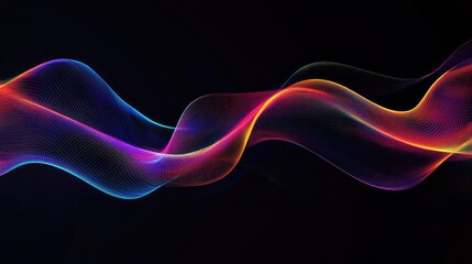 Abstract wave lines pattern dynamic colorful light flowing isolated on black background. concept of music, party, technology, modern. Abstract flowing wavy lines.