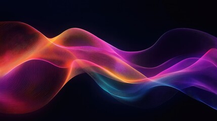 Abstract wave lines pattern dynamic colorful light flowing isolated on black background. concept of music, party, technology, modern. Abstract flowing wavy lines.
