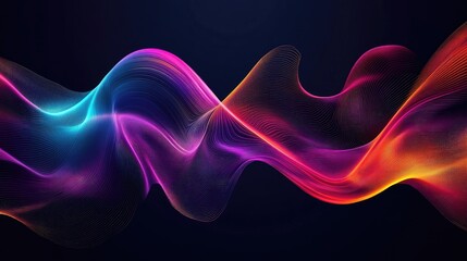 Abstract wave lines pattern dynamic colorful light flowing isolated on black background. concept of music, party, technology, modern. Abstract flowing wavy lines.