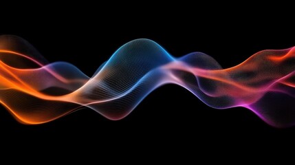 Abstract wave lines pattern dynamic colorful light flowing isolated on black background. concept of music, party, technology, modern. Abstract flowing wavy lines