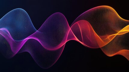 Abstract wave lines pattern dynamic colorful light flowing isolated on black background. concept of music, party, technology, modern. Abstract flowing wavy lines.