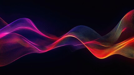 Abstract wave lines pattern dynamic colorful light flowing isolated on black background. concept of music, party, technology, modern. Abstract flowing wavy lines.
