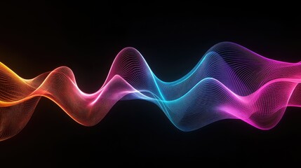 Abstract wave lines pattern dynamic colorful light flowing isolated on black background. concept of music, party, technology, modern. Abstract flowing wavy lines.