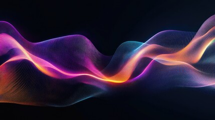 Abstract wave lines pattern dynamic colorful light flowing isolated on black background. concept of music, party, technology, modern. Abstract flowing wavy lines.