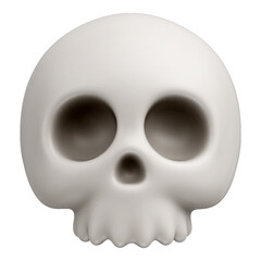 Cute adorable cartoon stylized skull with large hollow eyes and a smooth exaggerated rounded form. Halloween character for spooky stories, scary fun decorations, and whimsical horror concepts. Vector