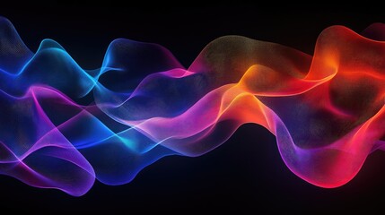 Abstract wave lines pattern dynamic colorful light flowing isolated on black background. concept of music, party, technology, modern. Abstract flowing wavy lines.