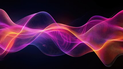 Abstract wave lines pattern dynamic colorful light flowing isolated on black background. concept of music, party, technology, modern. Abstract flowing wavy lines.