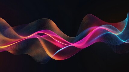 Abstract wave lines pattern dynamic colorful light flowing isolated on black background. concept of music, party, technology, modern. Abstract flowing wavy lines.