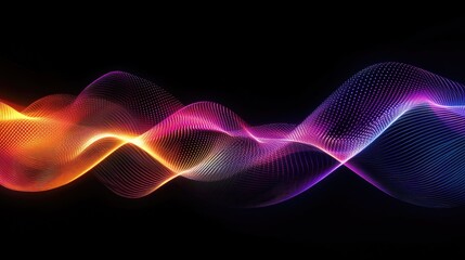 Abstract wave lines pattern dynamic colorful light flowing isolated on black background. concept of music, party, technology, modern. Abstract flowing wavy lines.