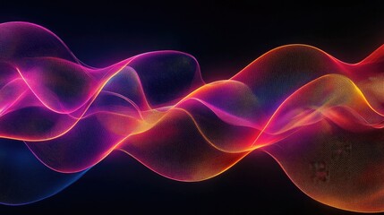 Abstract wave lines pattern dynamic colorful light flowing isolated on black background. concept of music, party, technology, modern. Abstract flowing wavy lines.