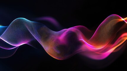 Abstract wave lines pattern dynamic colorful light flowing isolated on black background. concept of music, party, technology, modern. Abstract flowing wavy lines.