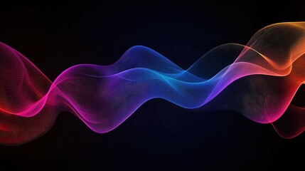 Abstract wave lines pattern dynamic colorful light flowing isolated on black background. concept of music, party, technology, modern. Abstract flowing wavy lines.