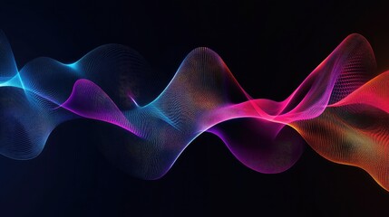 Abstract wave lines pattern dynamic colorful light flowing isolated on black background. concept of music, party, technology, modern. Abstract flowing wavy lines.