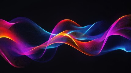 Abstract wave lines pattern dynamic colorful light flowing isolated on black background. concept of music, party, technology, modern. Abstract flowing wavy lines.