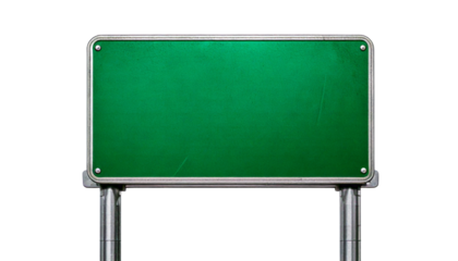 green street sign isolated on transparent white background.