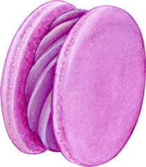 Watercolor hand drawn realistic macaron