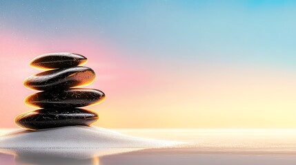 Abstract stacked forms pastel background