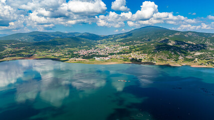Fototapeta premium Aerial view of Almus district in Tokat Turkey