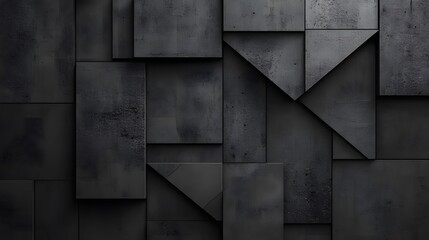 Professional Geometric Black Concrete Wall Texture Background for Design Projects