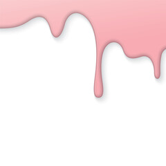 Melted strawberry ice cream drop onto white square background graphic illustration have blank space.