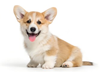 Happy Welsh Corgi Puppy Vector Illustration – Cute Winking Dog Clipart on White Background, Cute winking Welsh Corgi puppy vector clipart, perfect for stickers, logos, and digital designs.
