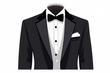 A classic tuxedo, ready for a grand evening, exuding timeless elegance and sophistication with a clean, crisp design and sharp lines.