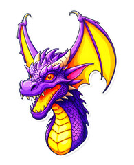 Naklejka premium red dragon with white background