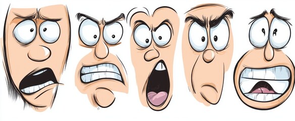 Fototapeta premium Cartoon depictions of various human facial expressions and emotions