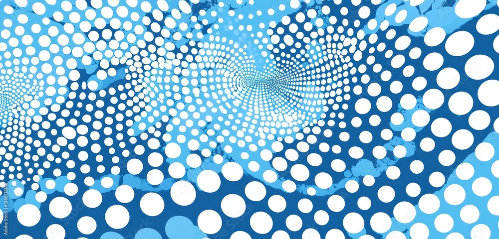 Wall mural dotted blue and white abstract patterns come together, creating a dynamic background for digital con