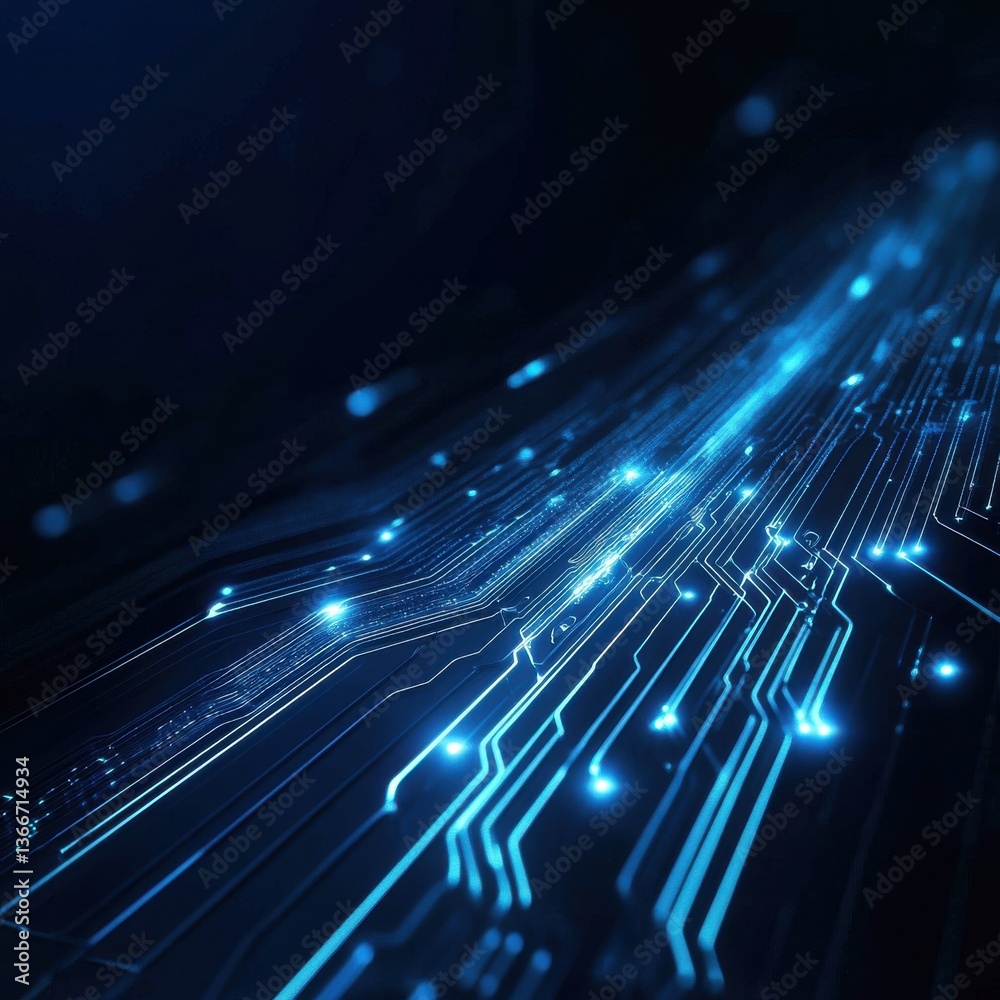 Poster a blue line of lights that are connected to each other