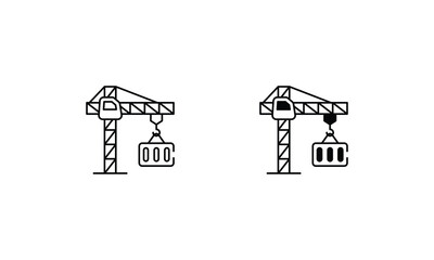 Container Crane icons set vector stock illustration