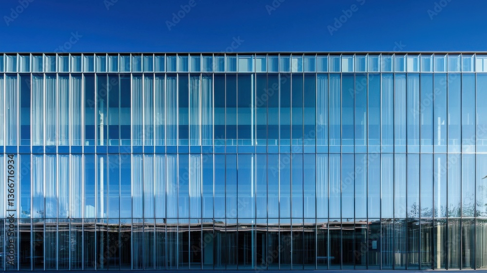 Aufkleber a large building with a lot of windows and a blue sky in the background