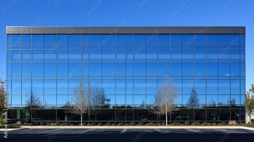 Aufkleber a large glass building with trees in front of it