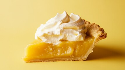 A slice of lemon pie with whipped cream. Sweet!
