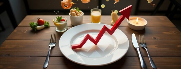 Rising Food Prices Concept - Inflation Food Art. Ideal for financial blog posts, economic articles, food industry advertisements, conceptual social media content, editorial designs