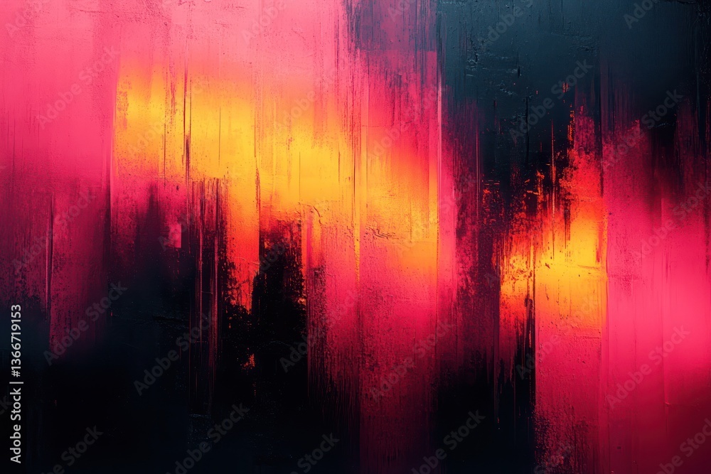 Canvas Prints dynamic glitch effects with bold neon streaks creating vibrant abstract art
