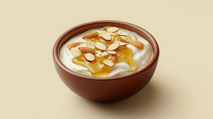 Creamy yogurt with honey and almonds.