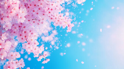 Blooming Pink Cherry Blossoms: Capturing the ephemeral beauty of spring, this image showcases delicate pink cherry blossoms against a clear, gradient sky.